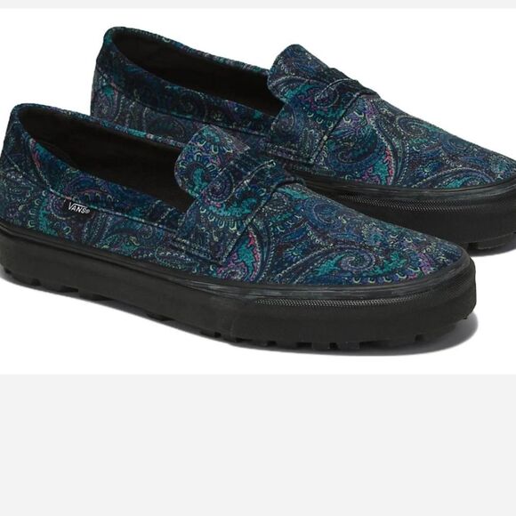 Vans Style 53 Velvet Blue Paisley Loafers - Picture 1 of 8